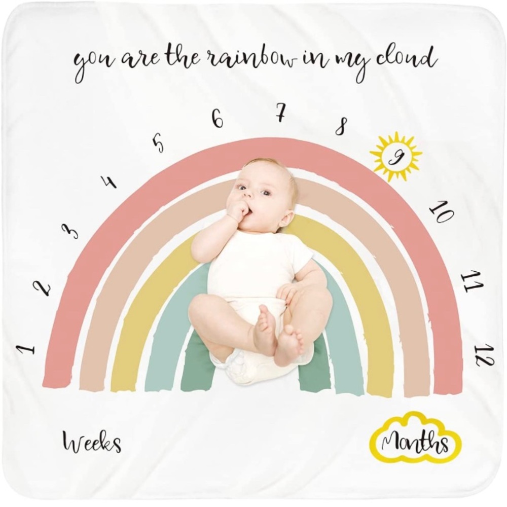 New Baby milestone rainbow blanket